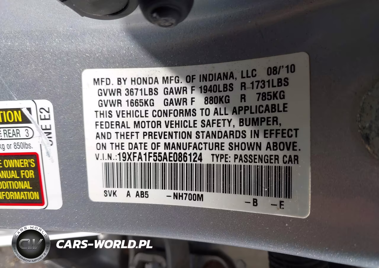 2010 Honda Civic Lx VIN:19XFA1F55AE086124 - 9