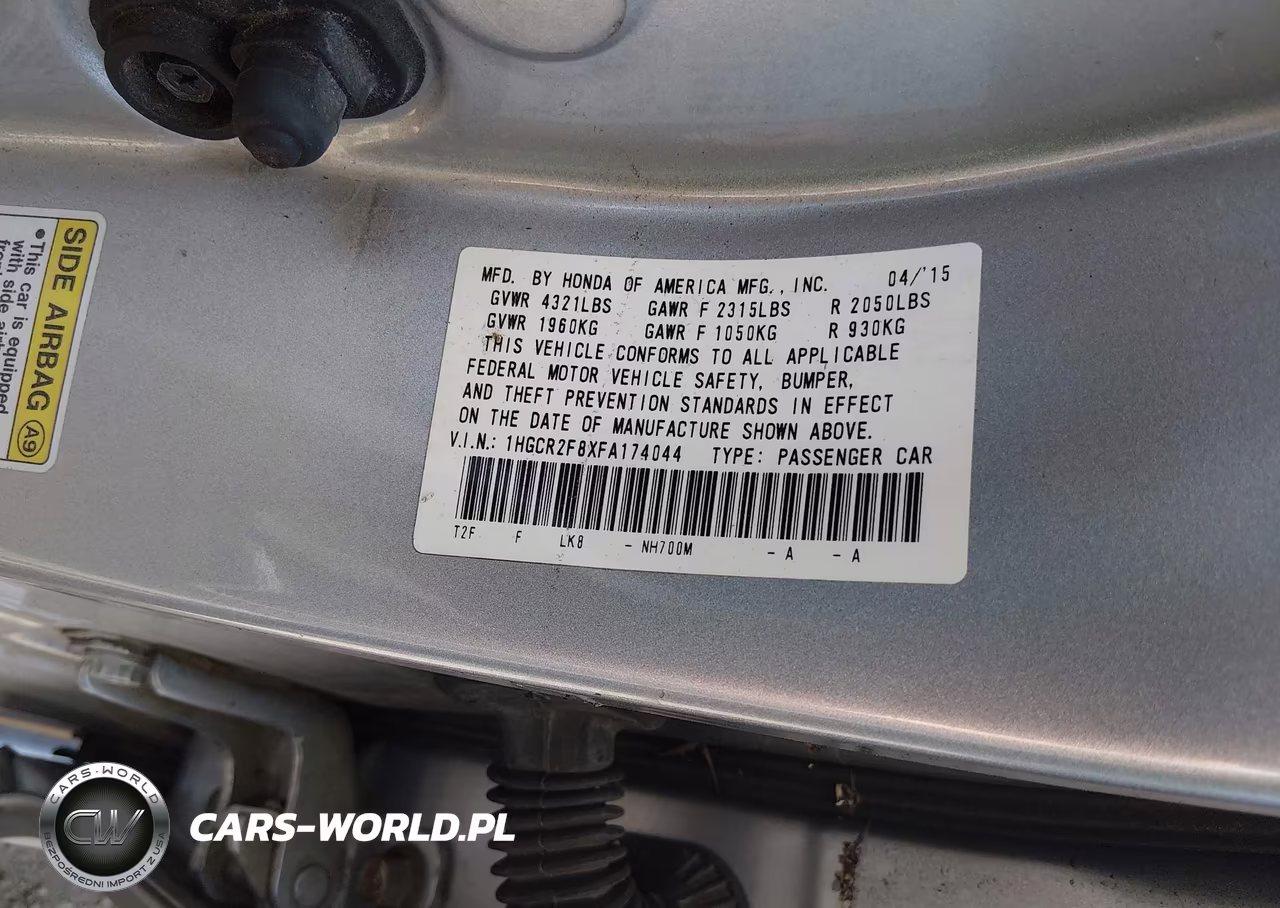 2015 Honda Accord Ex-L VIN:1HGCR2F8XFA174044 - 9