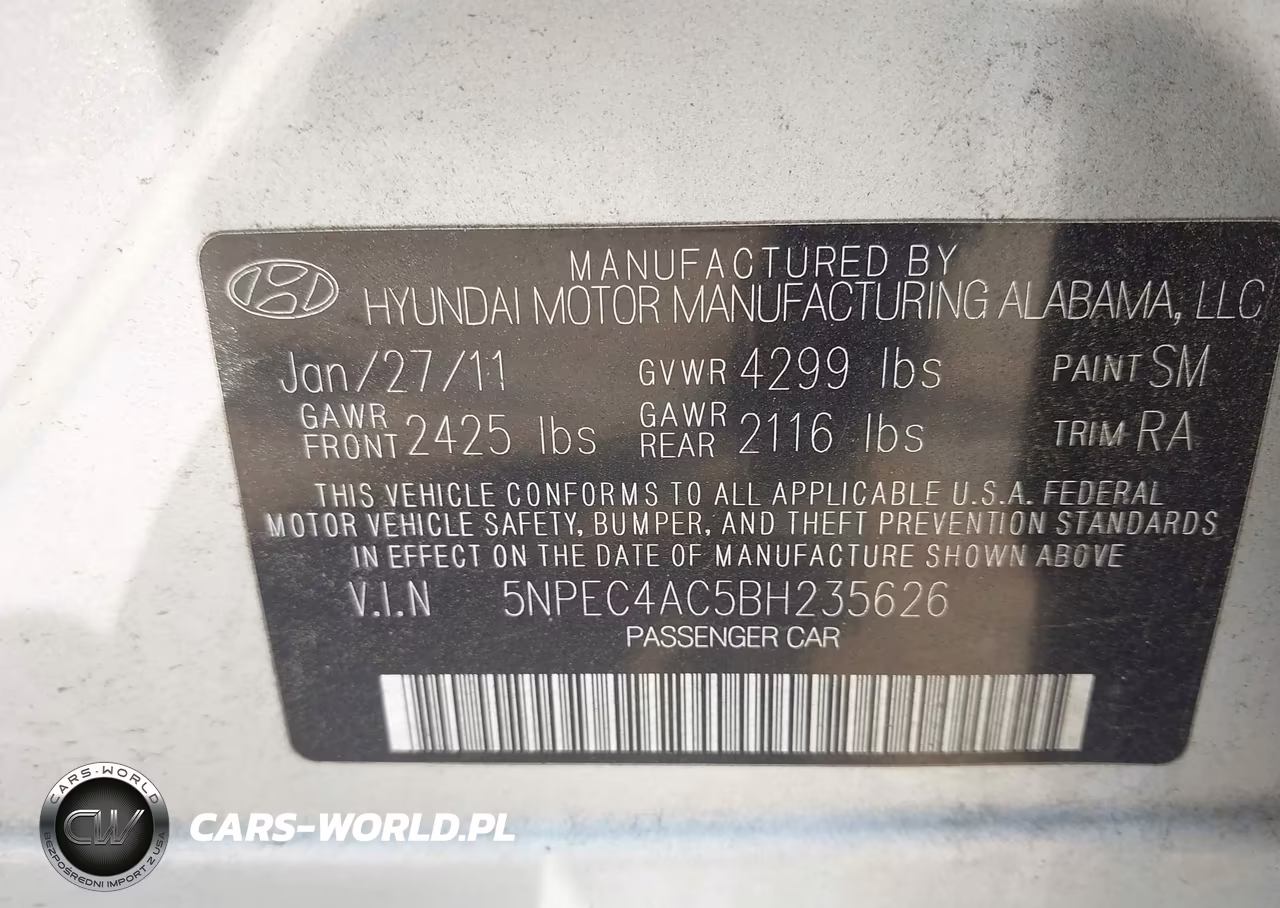 2011 Hyundai Sonata Se VIN:5NPEC4AC5BH235626 - 9