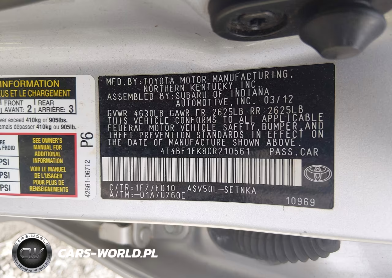 2012 Toyota Camry Le VIN:4T4BF1FK8CR210561 - 9