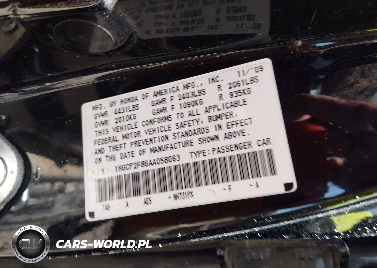 2010 Honda Accord 2.4 Ex-L VIN:1HGCP2F86AA058063 - 9