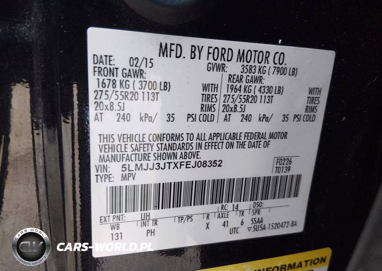 2015 Lincoln Navigator L VIN:5LMJJ3JTXFEJ08352 - 9