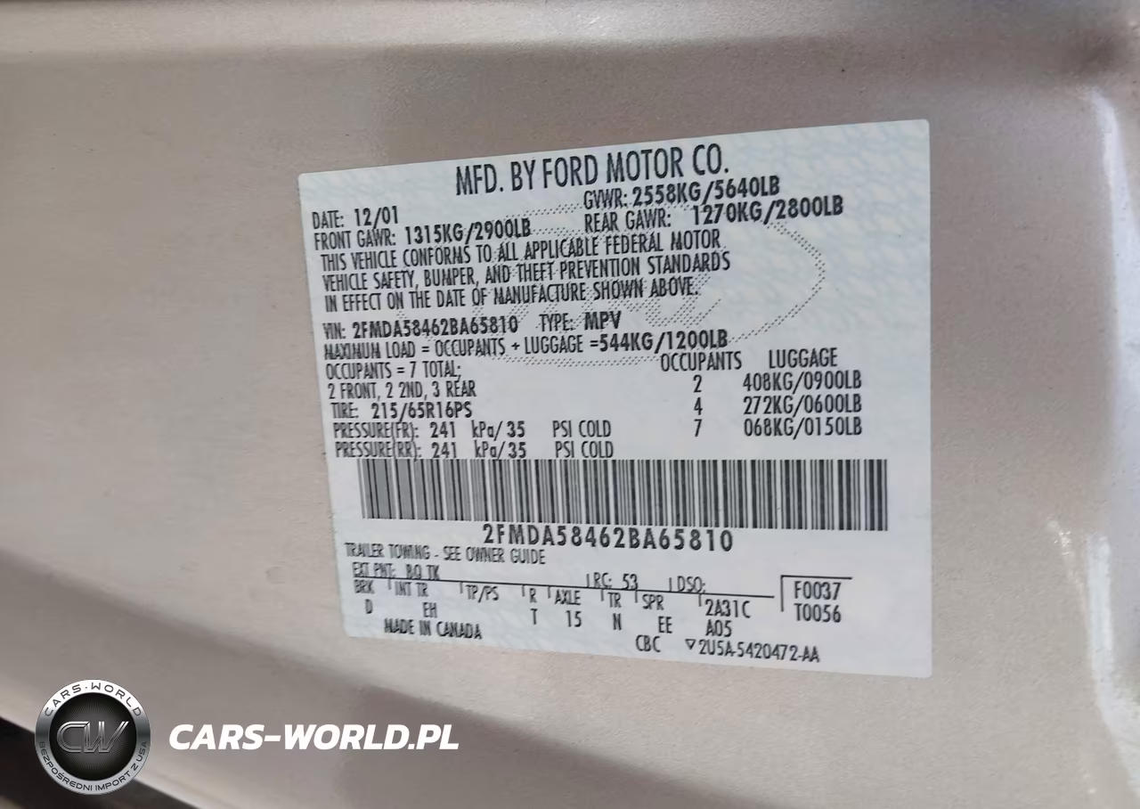2002 Ford Windstar Limited VIN:2FMDA58462BA65810 - 9