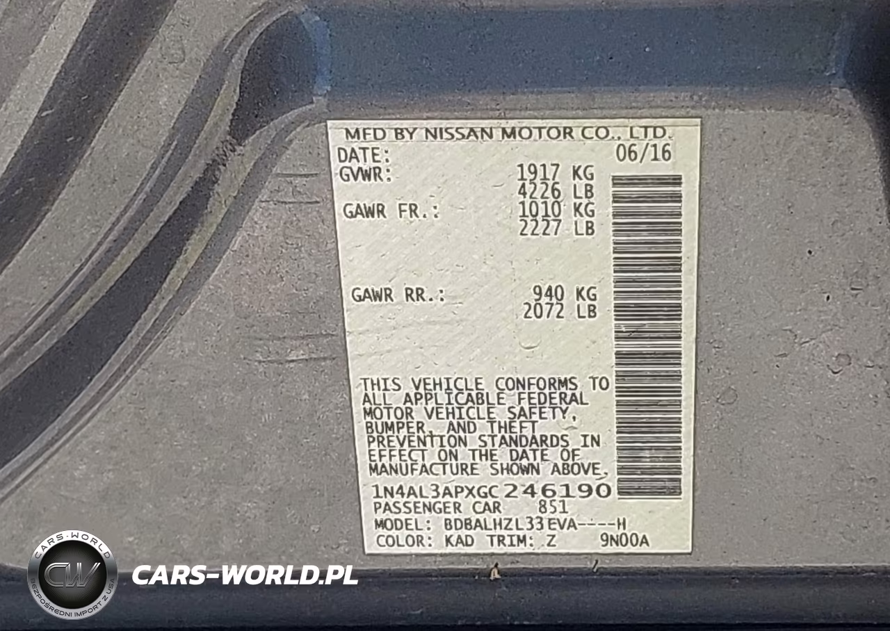 NISSAN ALTIMA VIN:1N4AL3APXGC246190 - 9
