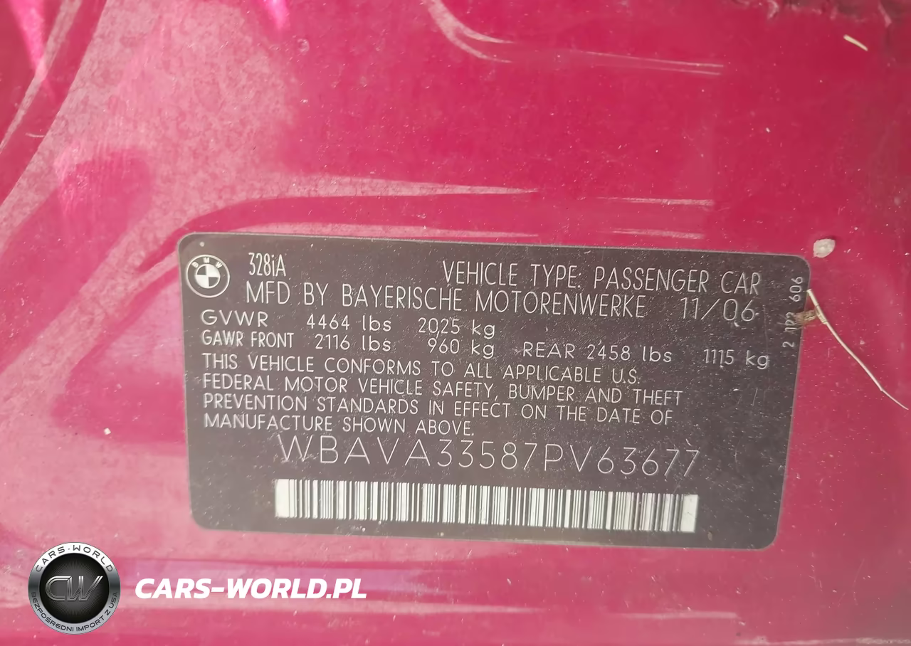 2007 BMW 328 I VIN:WBAVA33587PV63677 - 9