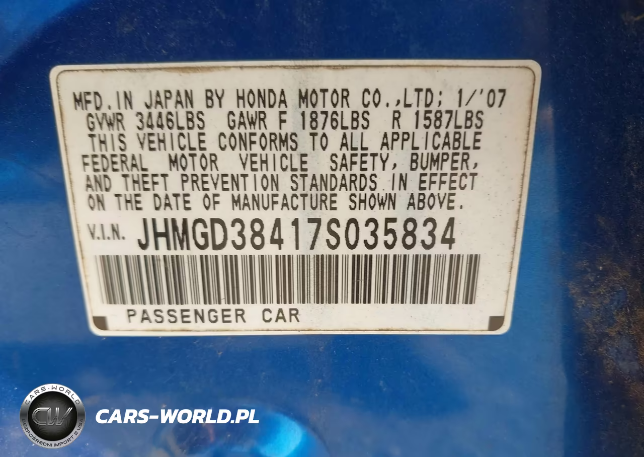 2007 Honda Fit VIN:JHMGD38417S035834 - 9