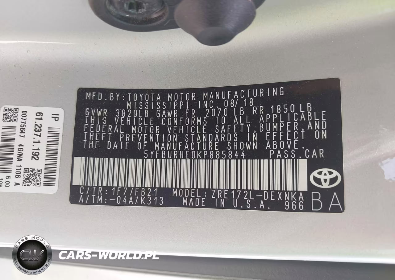 2019 Toyota Corolla Le VIN:5YFBURHE0KP885844 - 9