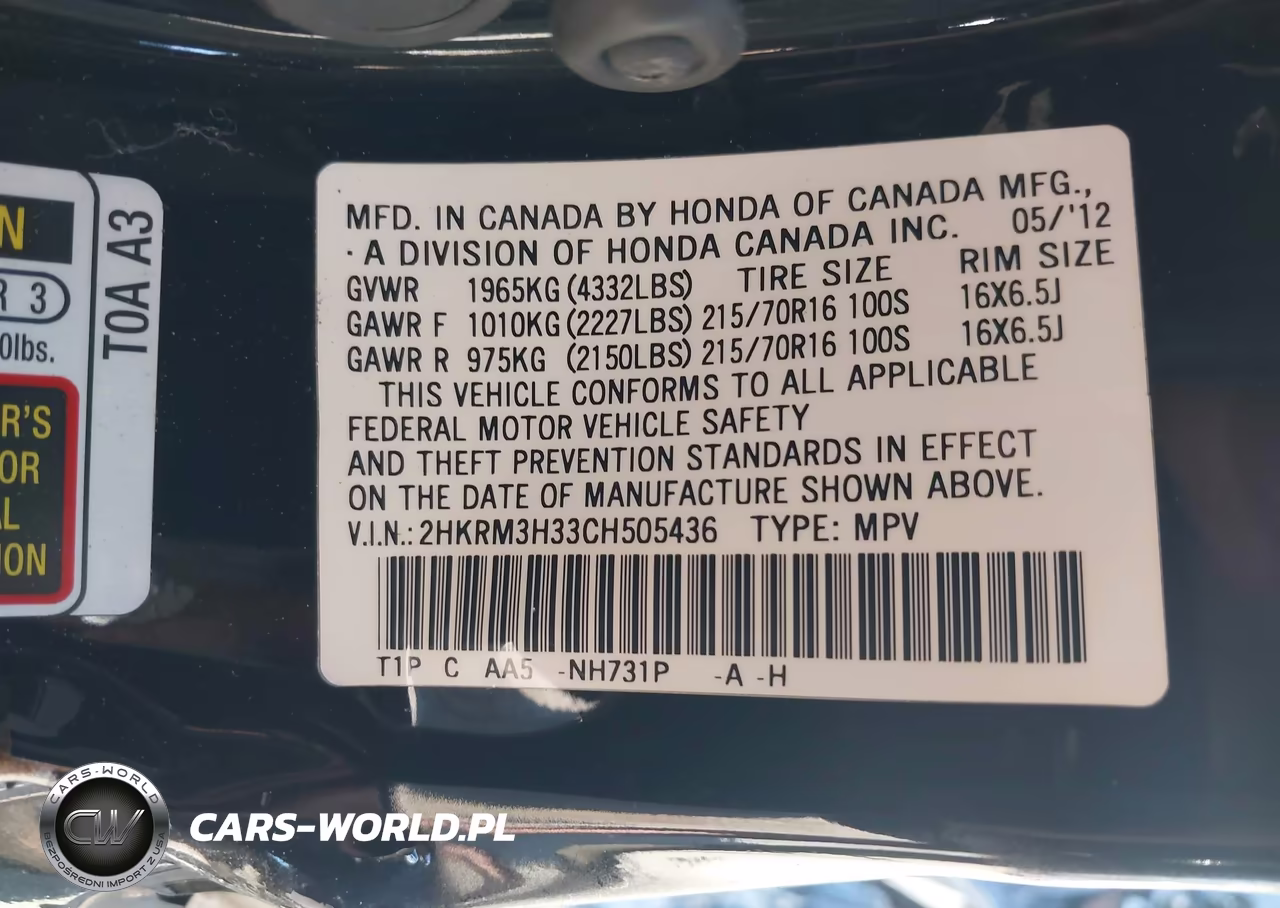 2012 Honda Cr-V Lx VIN:2HKRM3H33CH505436 - 9