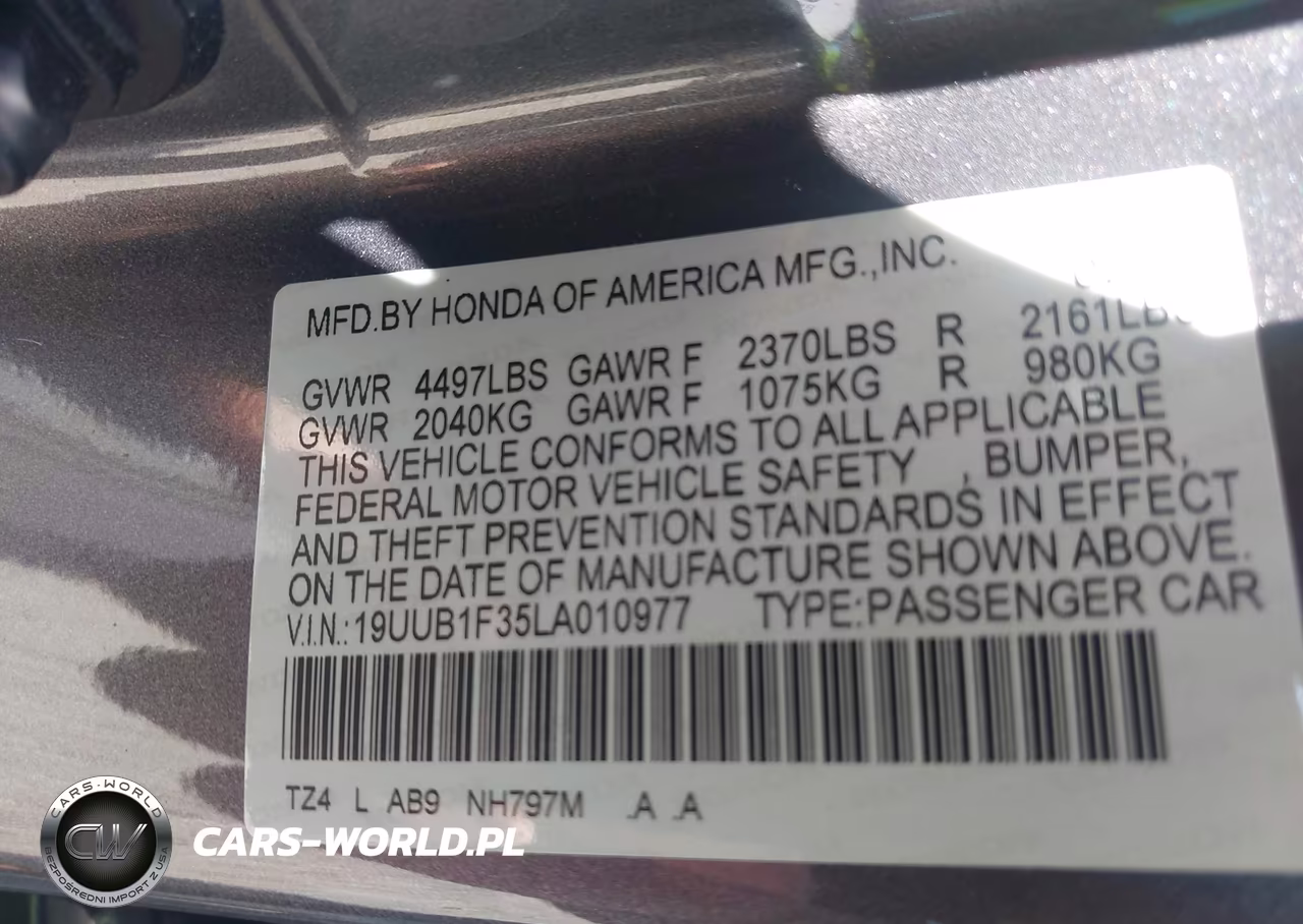 2020 Acura Tlx Standard VIN:19UUB1F35LA010977 - 9