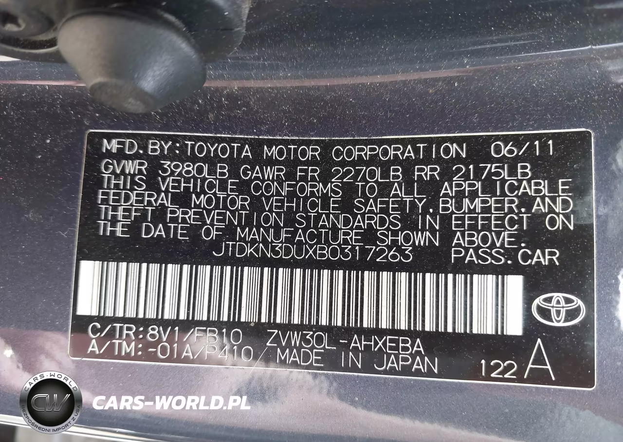 2011 Toyota Prius Two VIN:JTDKN3DUXB0317263 - 9