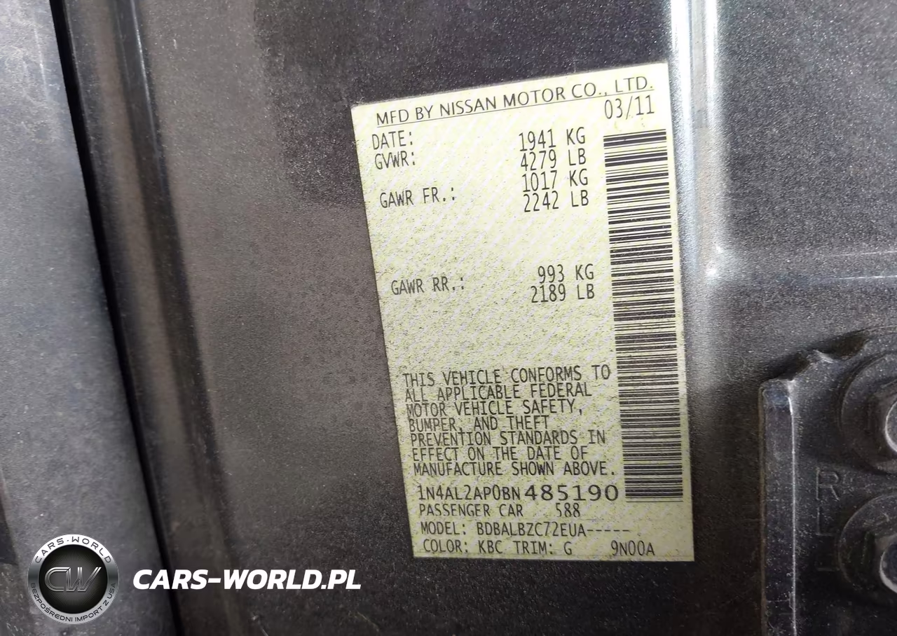 2011 Nissan Altima 2.5 S VIN:1N4AL2AP0BN485190 - 9