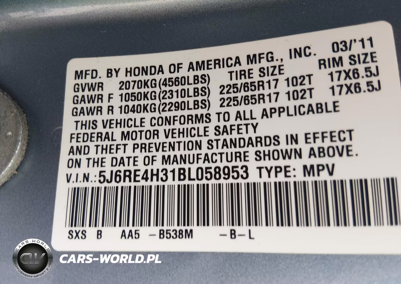 2011 Honda Cr-V Lx VIN:5J6RE4H31BL058953 - 9