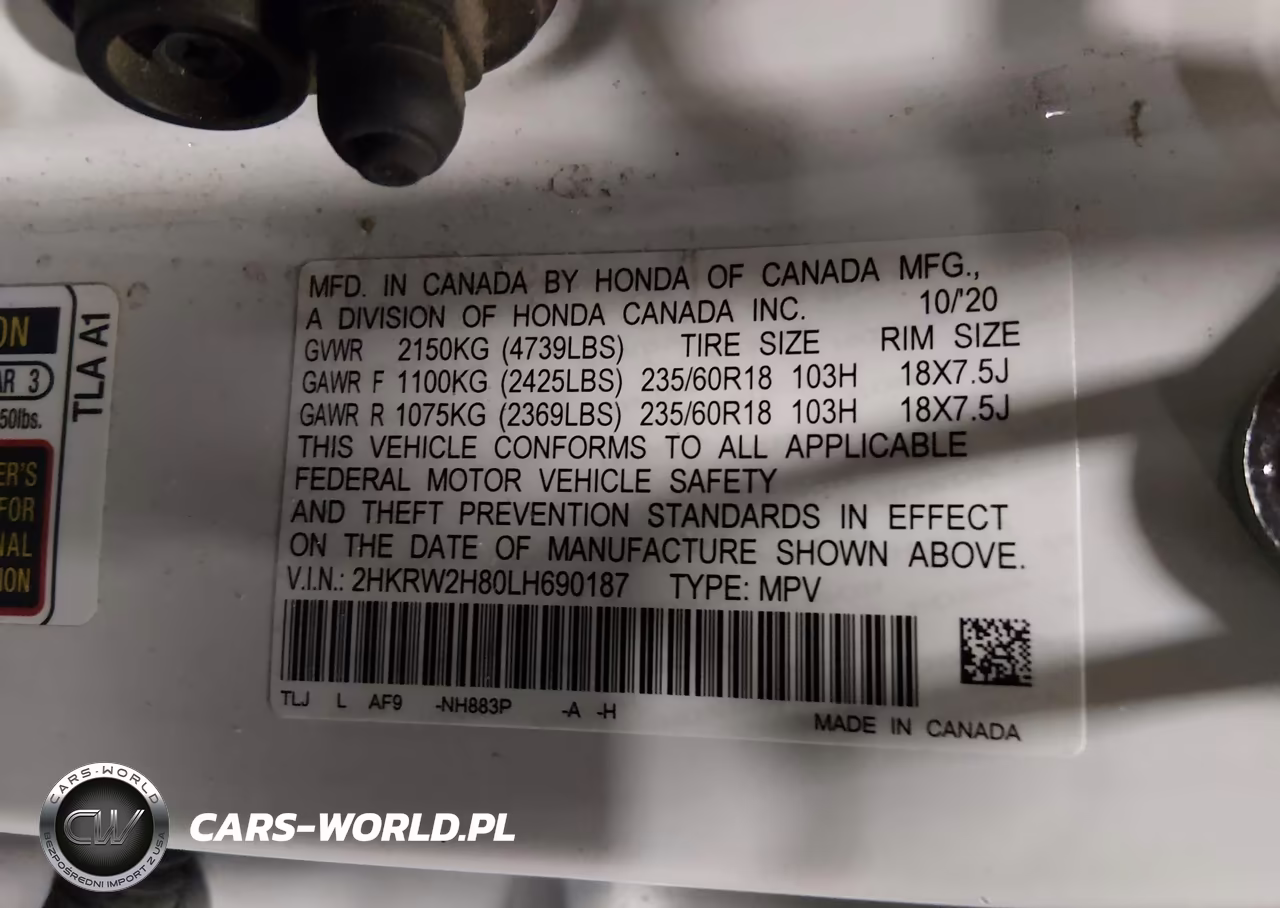 2020 Honda Cr-V Awd Ex-L VIN:2HKRW2H80LH690187 - 9