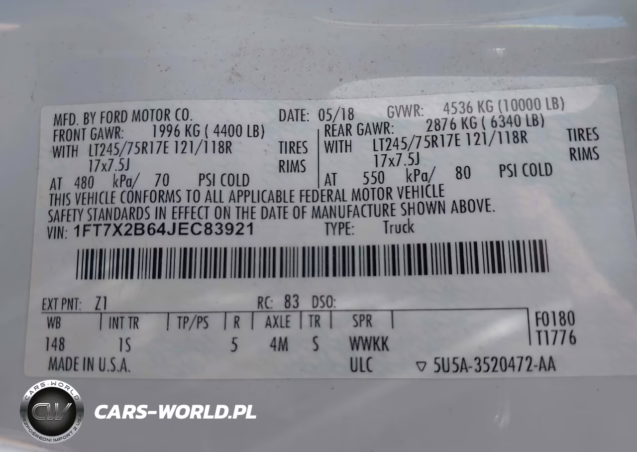 2018 Ford F-250 Xl VIN:1FT7X2B64JEC83921 - 9