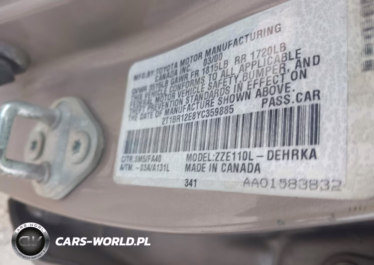 2000 Toyota Corolla Ve-Ce-Le VIN:2T1BR12E8YC359885 - 9