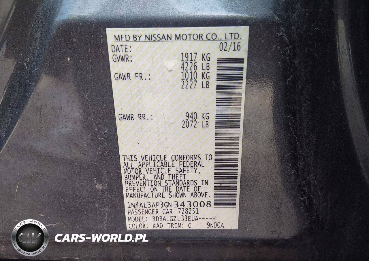 2016 Nissan Altima 2.5 S VIN:1N4AL3AP3GN343008 - 9