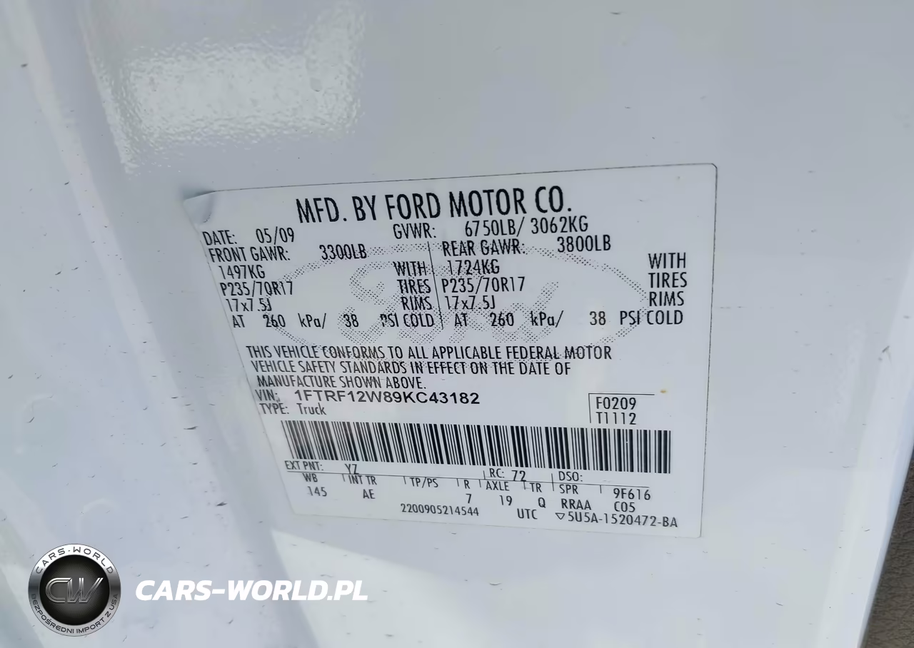 2009 Ford F-150 Stx-Xl-Xl W-Midbox Prep-Xlt-Xlt W-Midbox Prep VIN:1FTRF12W89KC43182 - 9