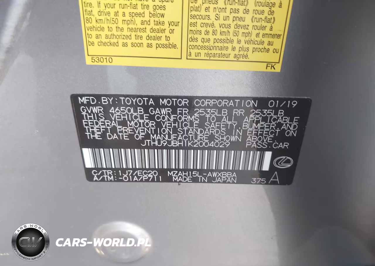 2019 Lexus Ux 250H VIN:JTHU9JBH1K2004029 - 9