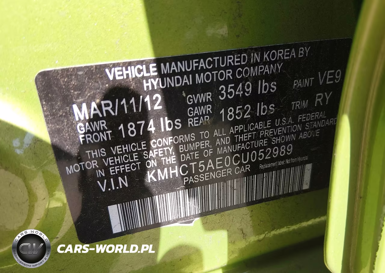 2012 Hyundai Accent Gs VIN:KMHCT5AE0CU052989 - 9