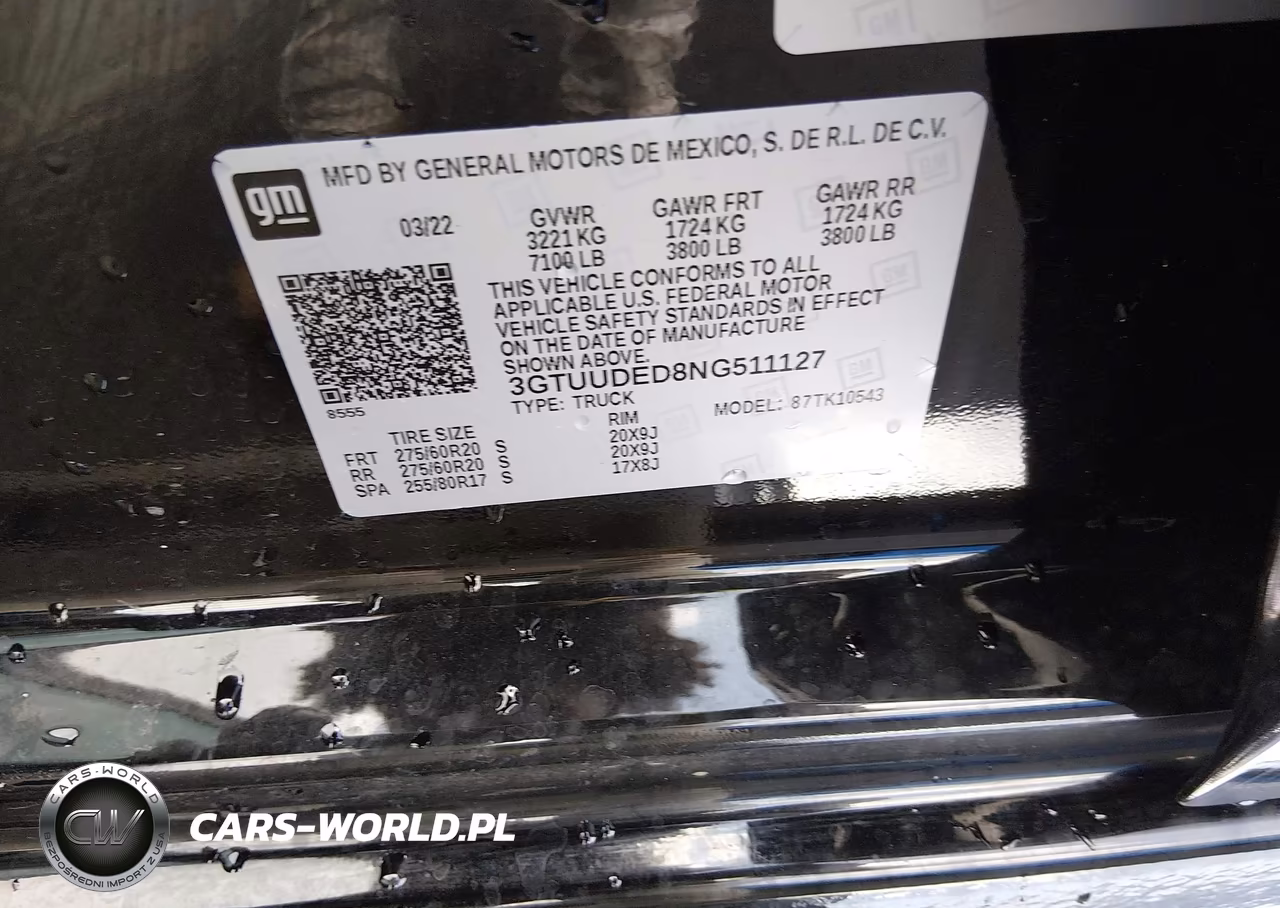 2022 GMC Sierra 1500 4Wd Short Box Slt VIN:3GTUUDED8NG511127 - 8