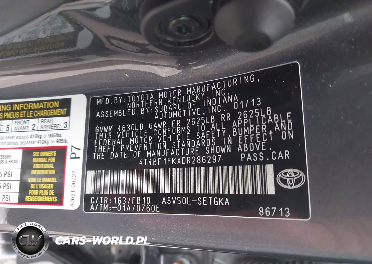 2013 Toyota Camry Xle VIN:4T4BF1FKXDR286297 - 9