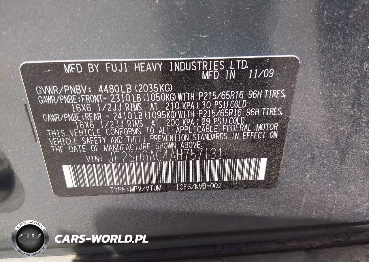 2010 Subaru Forester 2.5X VIN:JF2SH6AC4AH757131 - 9