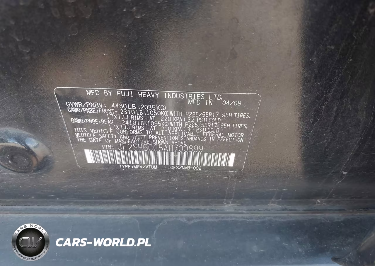 2010 Subaru Forester 2.5X Premium VIN:JF2SH6CC5AH700899 - 9