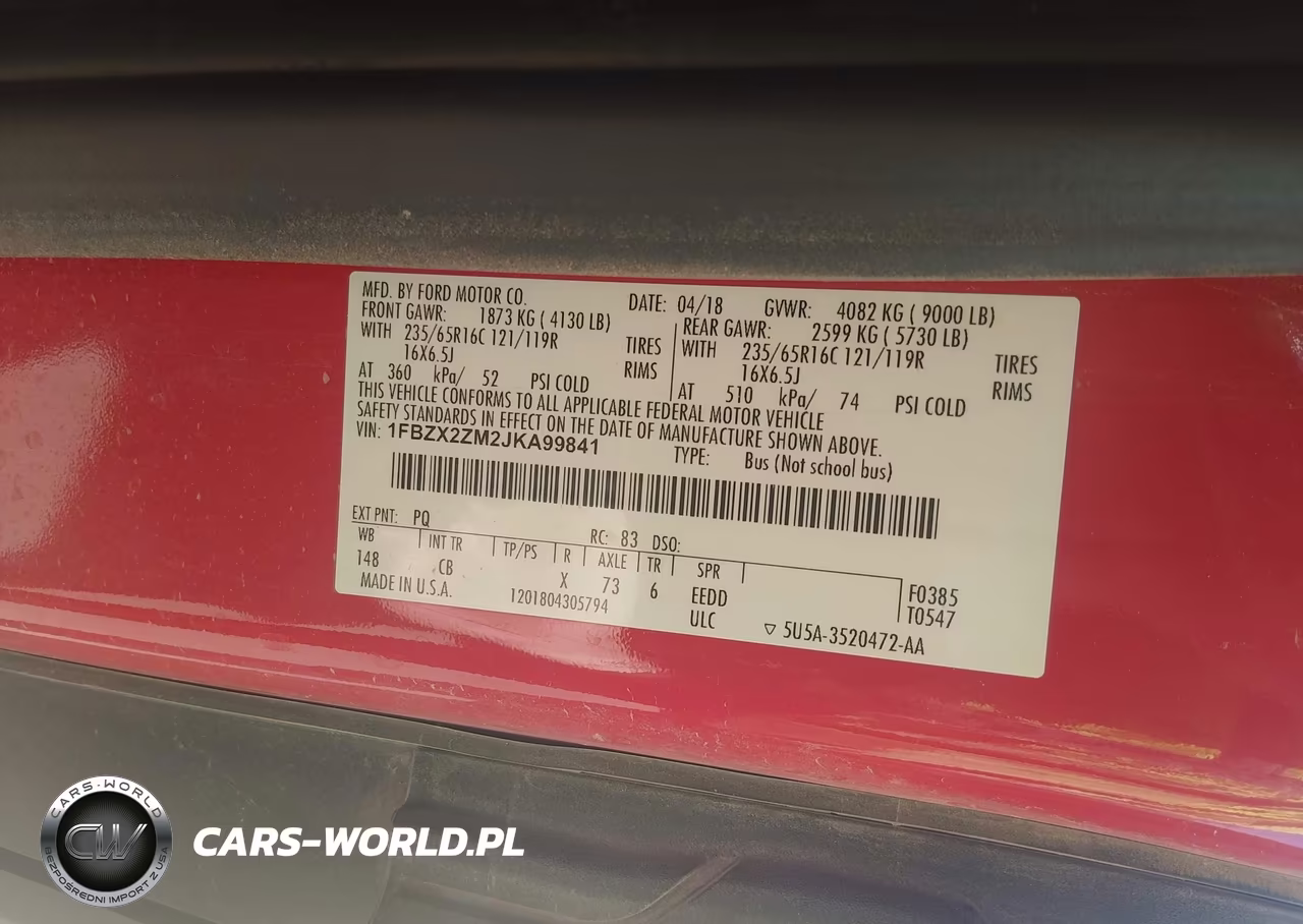 2018 Ford Transit-350 Xl VIN:1FBZX2ZM2JKA99841 - 9