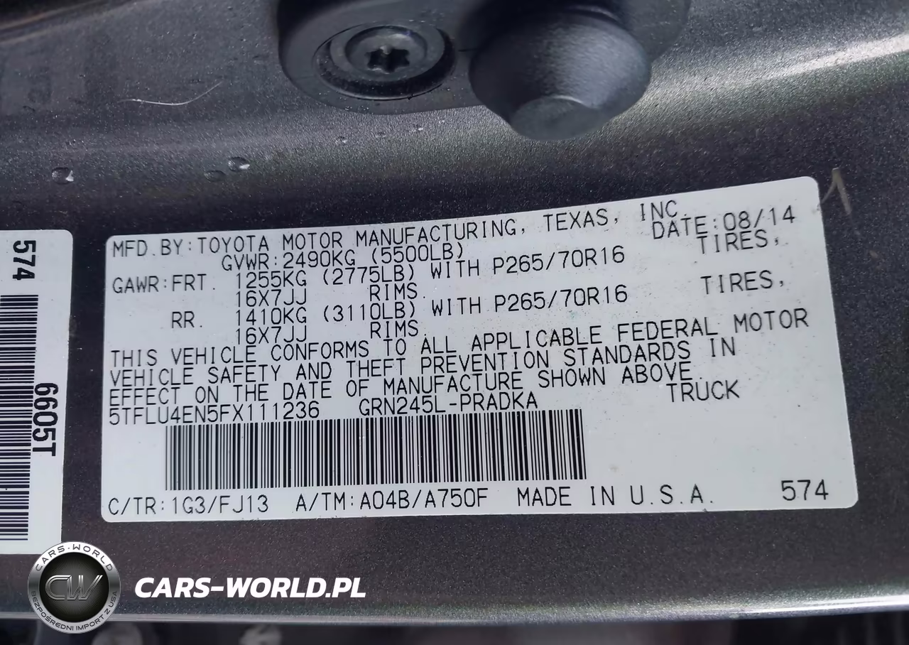 2015 Toyota Tacoma Base V6 VIN:5TFLU4EN5FX111236 - 9