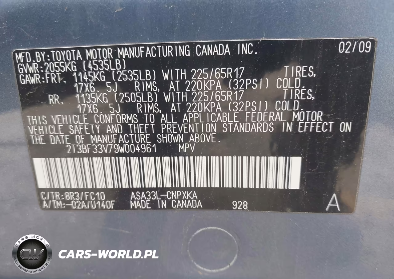 2009 Toyota Rav4 VIN:2T3BF33V79W004961 - 9
