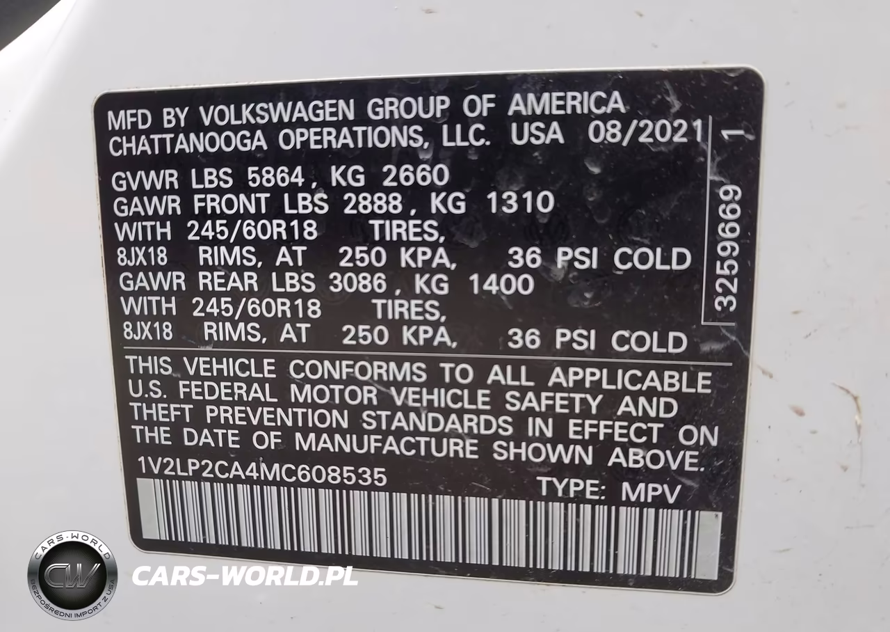 2021 Volkswagen Atlas 2.0T Se VIN:1V2LP2CA4MC608535 - 9