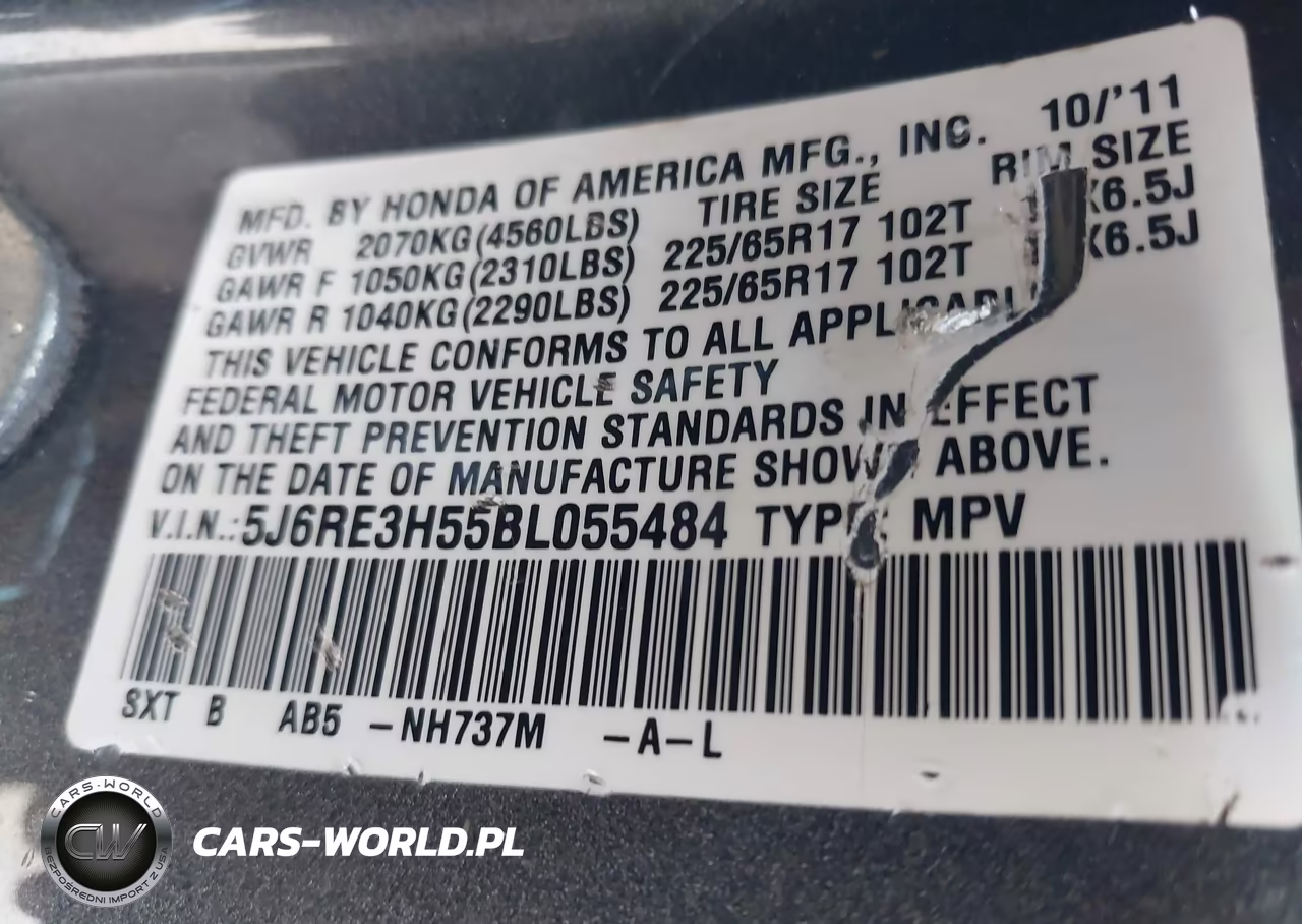 2011 Honda Cr-V Ex VIN:5J6RE3H55BL055484 - 9
