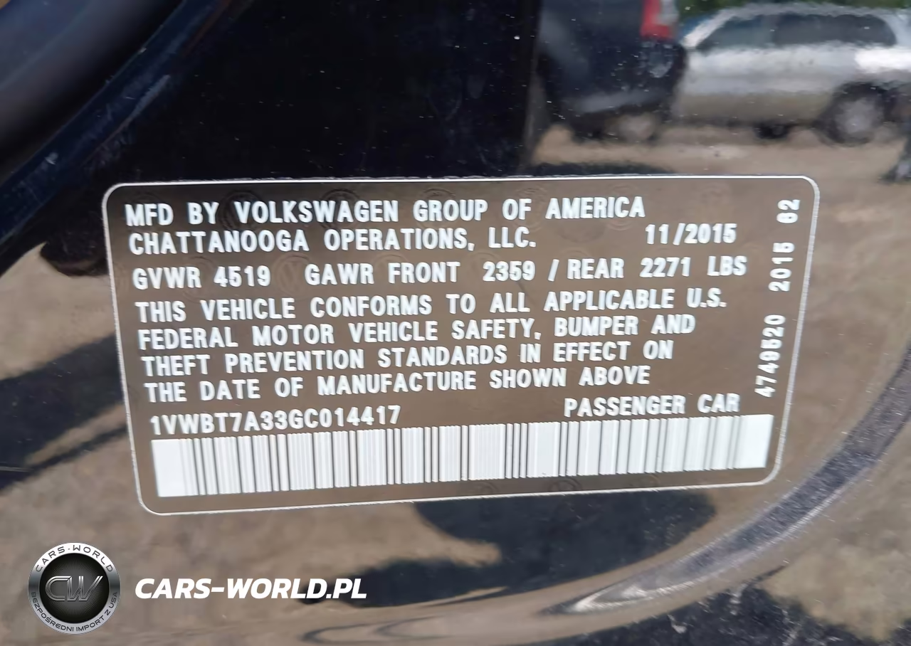 2016 Volkswagen Passat 1.8T Se VIN:1VWBT7A33GC014417 - 9
