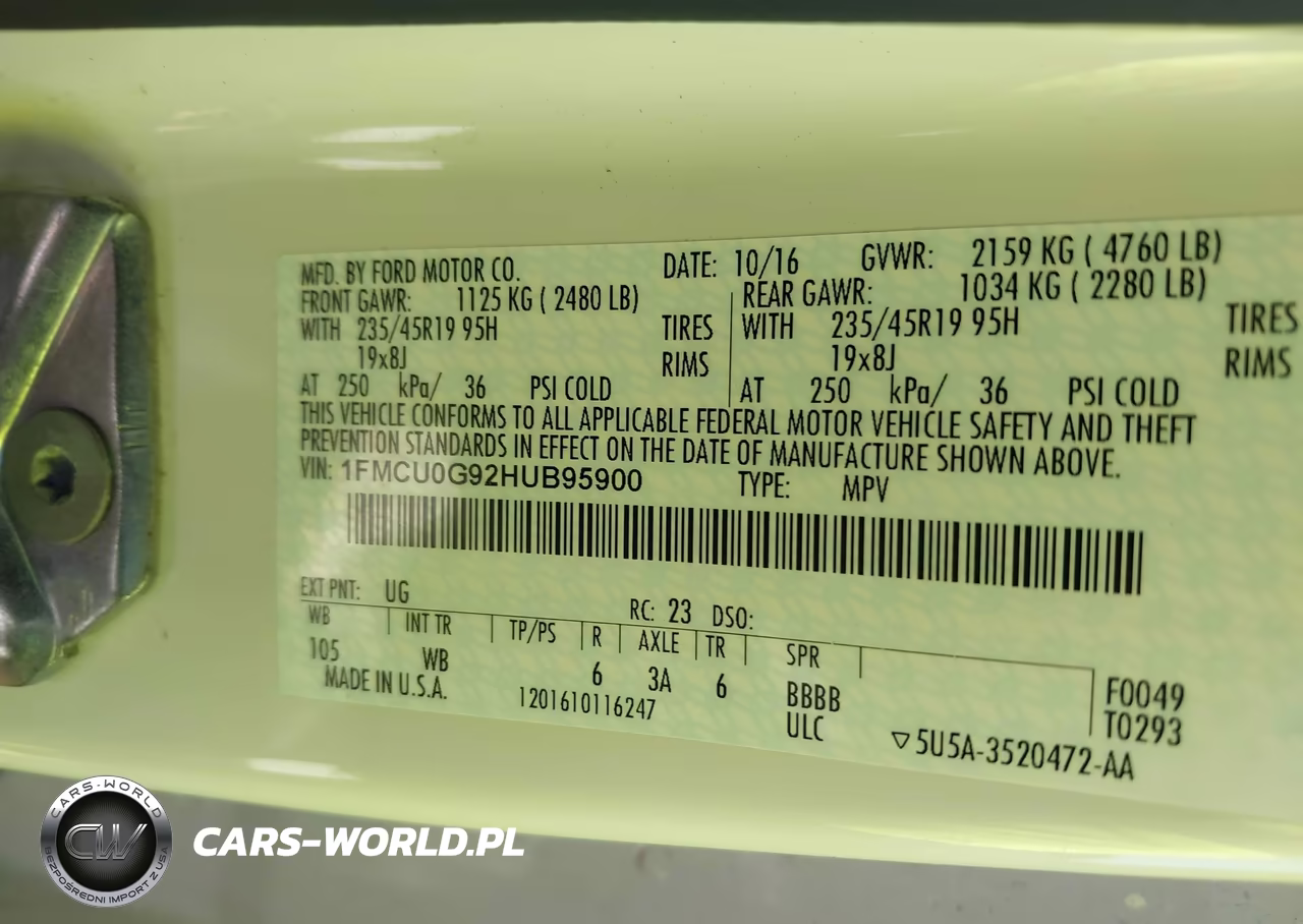 2017 Ford Escape Se VIN:1FMCU0G92HUB95900 - 9