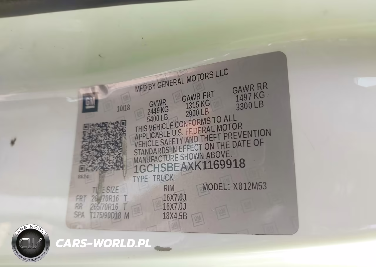 2019 Chevrolet Colorado Wt VIN:1GCHSBEAXK1169918 - 9