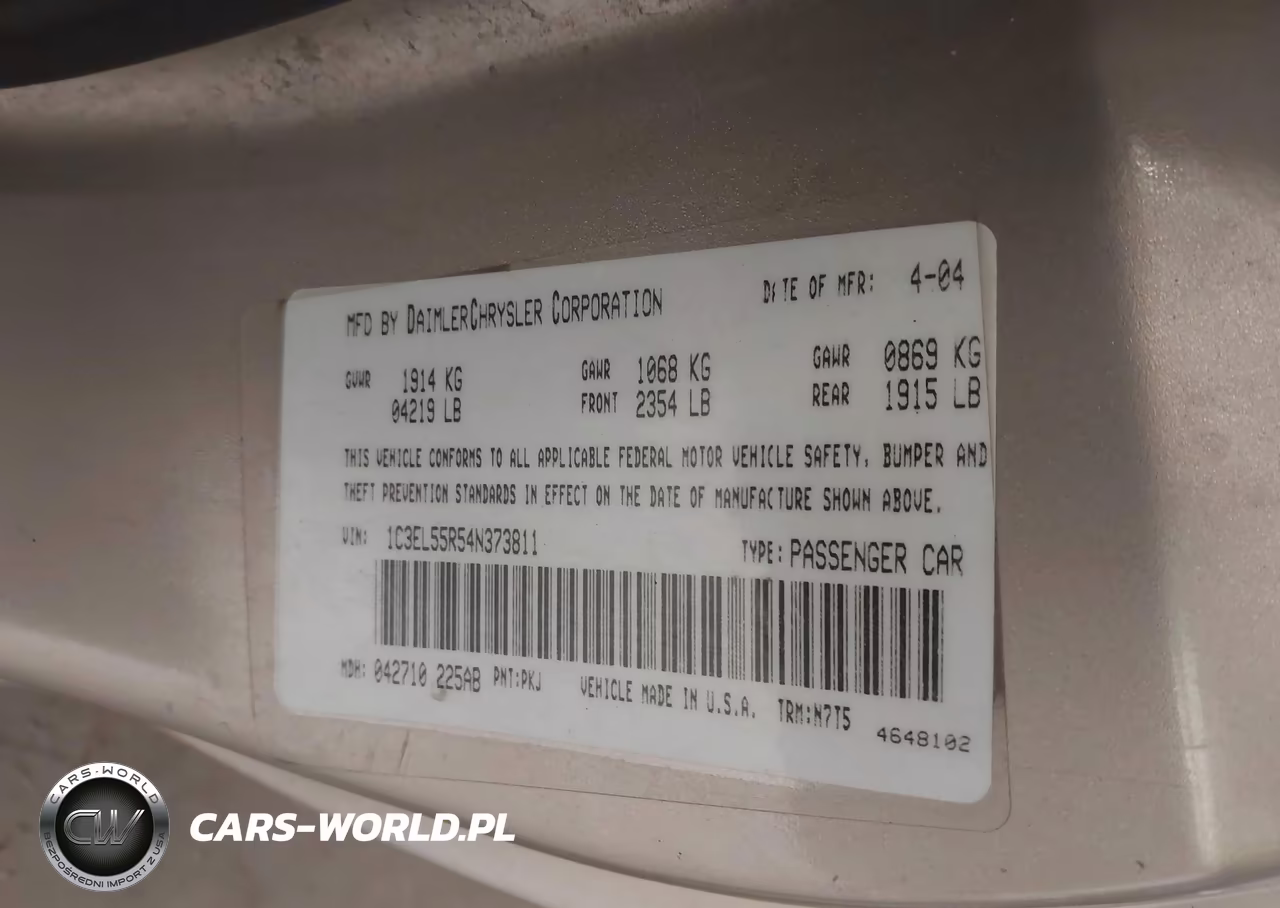 2004 Chrysler Sebring Lxi VIN:1C3EL55R54N373811 - 9