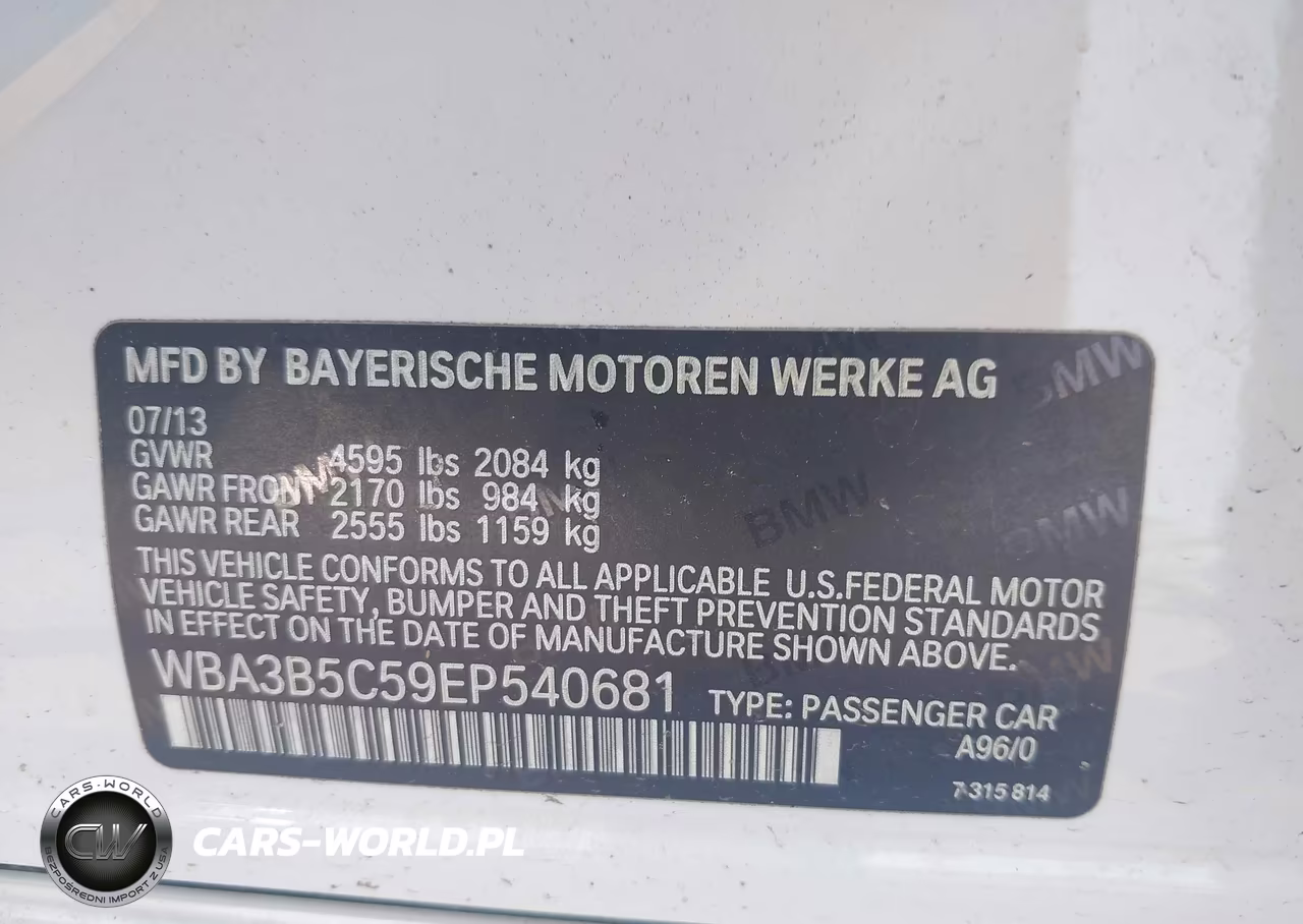 2014 BMW 328I xDrive VIN:WBA3B5C59EP540681 - 9