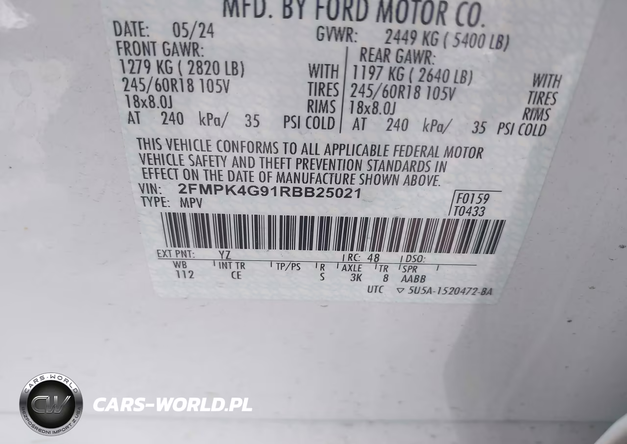 2024 Ford Edge Se VIN:2FMPK4G91RBB25021 - 9
