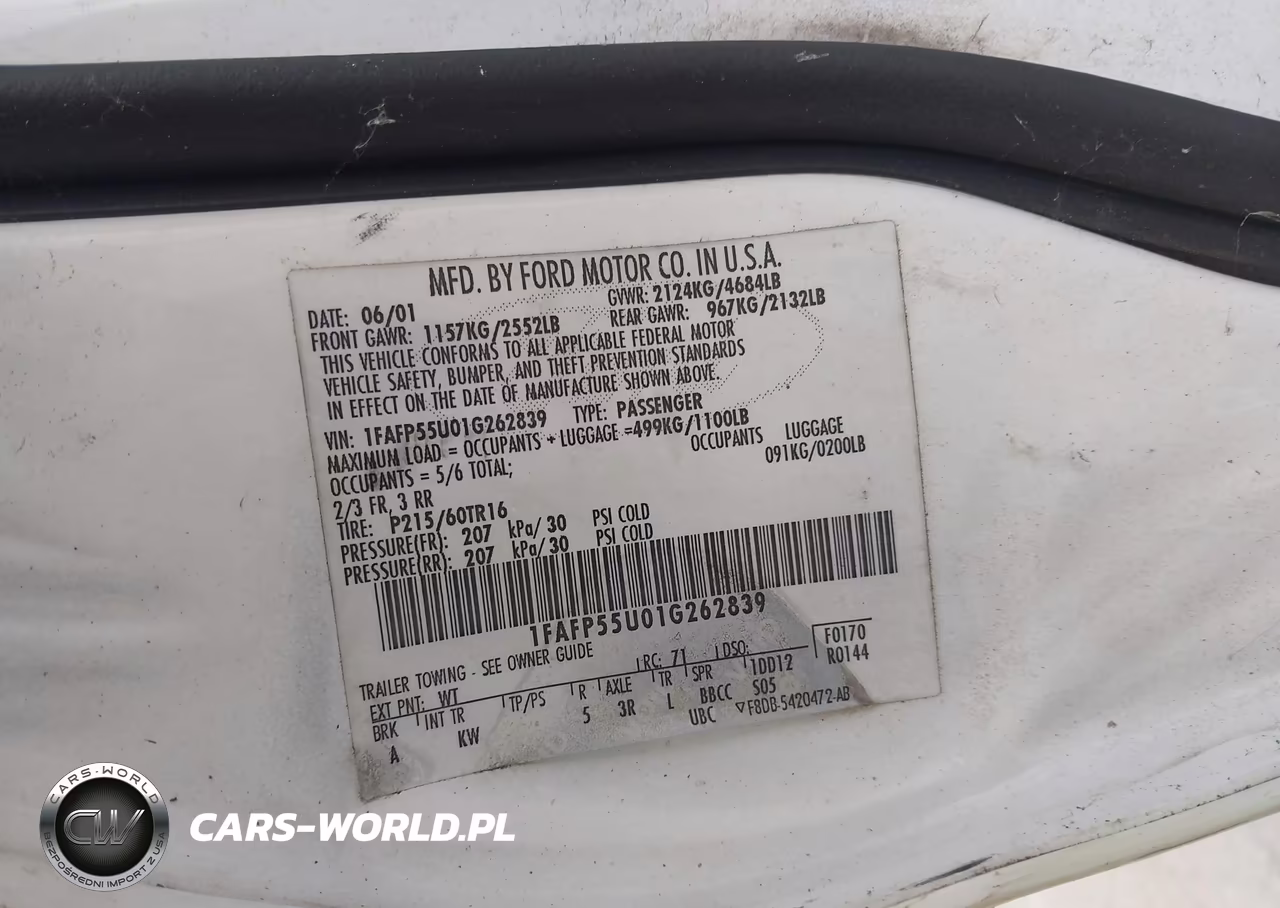2001 Ford Taurus Ses VIN:1FAFP55U01G262839 - 9