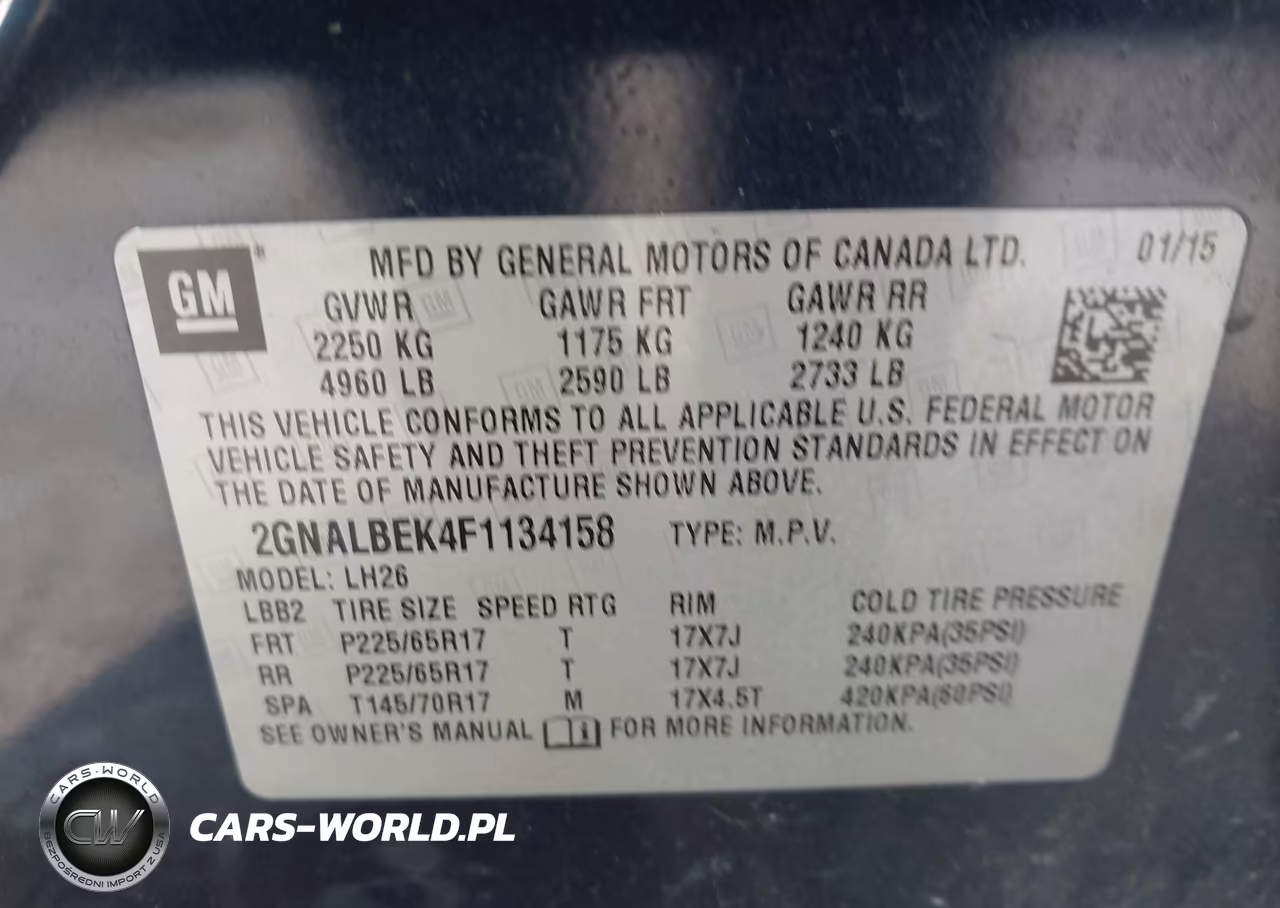 2015 Chevrolet Equinox Lt VIN:2GNALBEK4F1134158 - 9