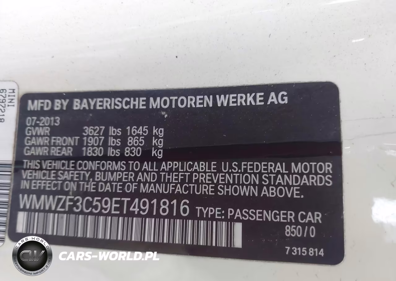 2014 Mini Clubman Cooper VIN:WMWZF3C59ET491816 - 2