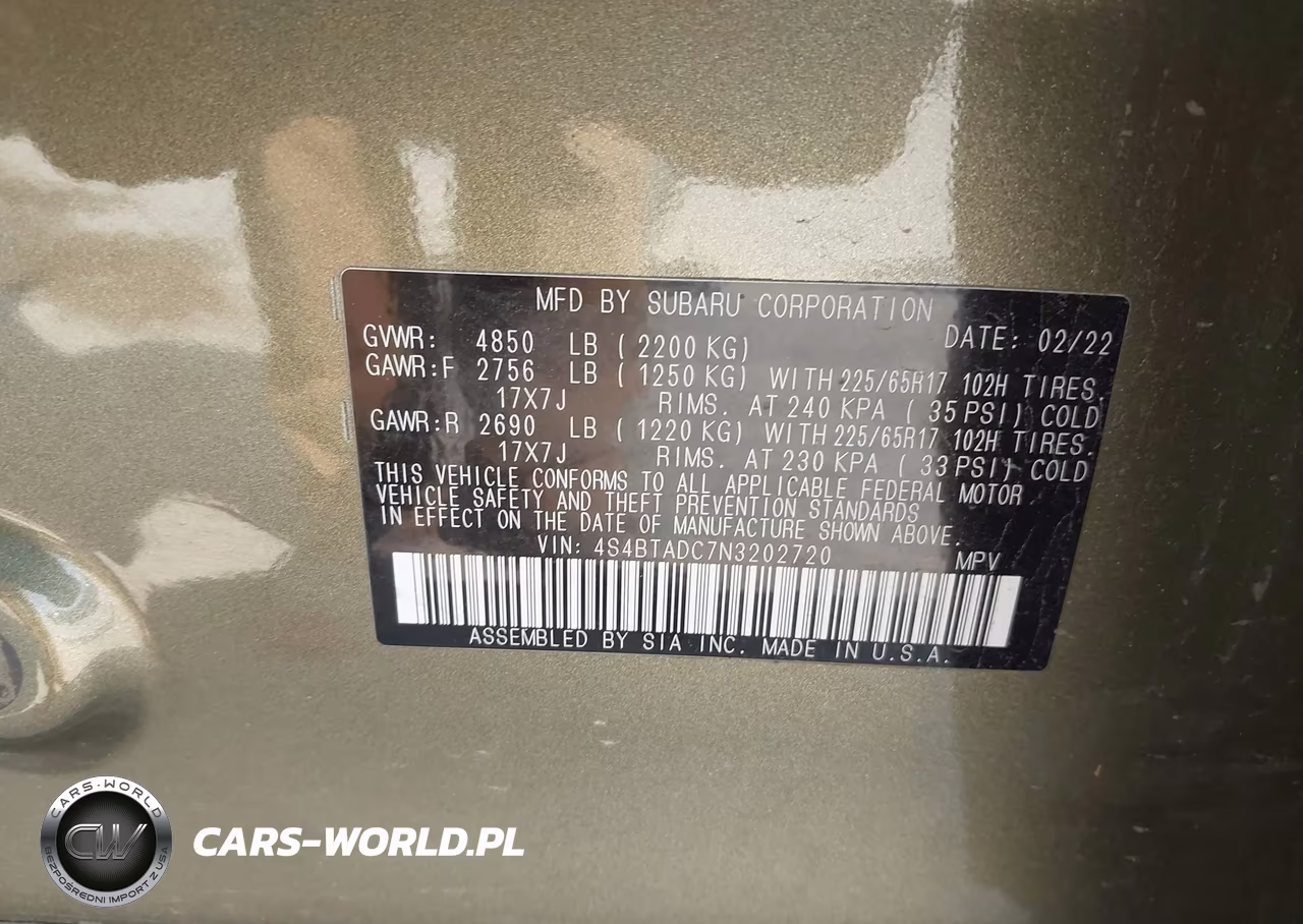 2022 Subaru Outback Premium VIN:4S4BTADC7N3202720 - 9