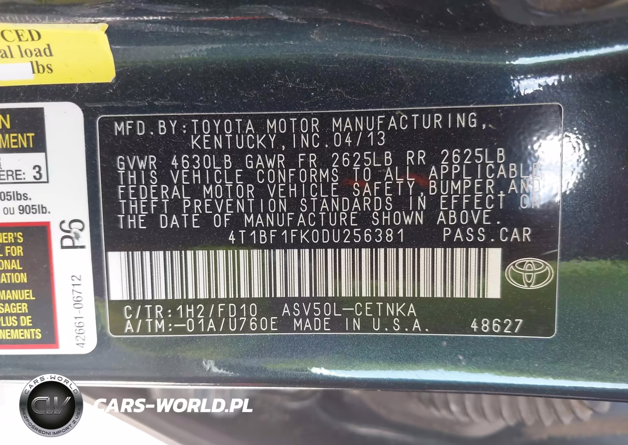 2013 Toyota Camry Le VIN:4T1BF1FK0DU256381 - 9