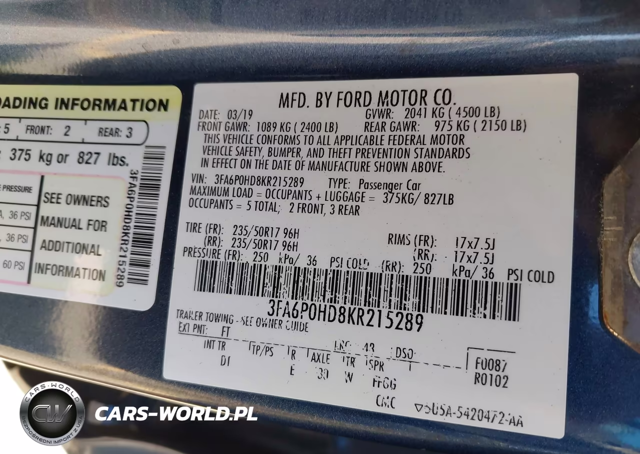 2019 Ford Fusion Se VIN:3FA6P0HD8KR215289 - 9