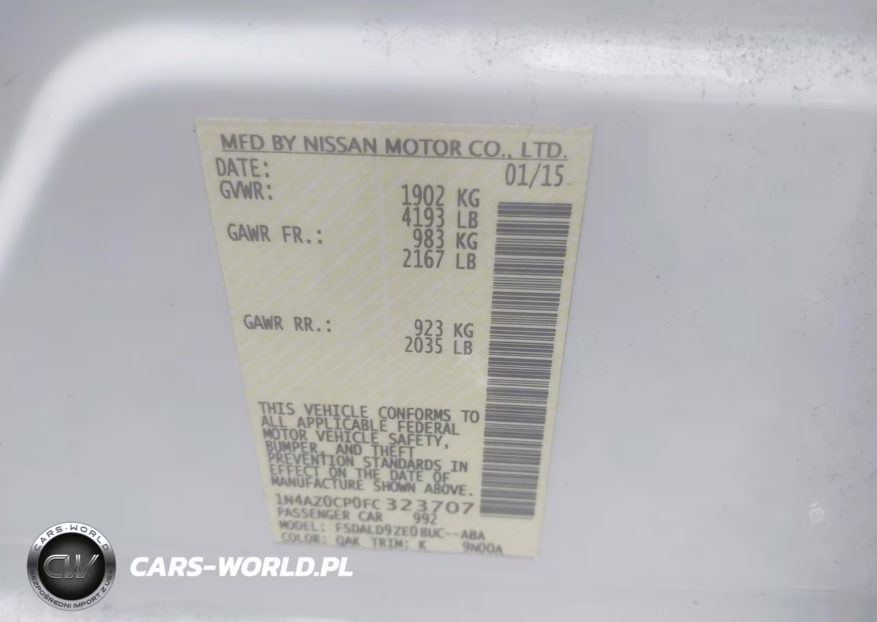 2015 Nissan Leaf Sv VIN:1N4AZ0CP0FC323707 - 9