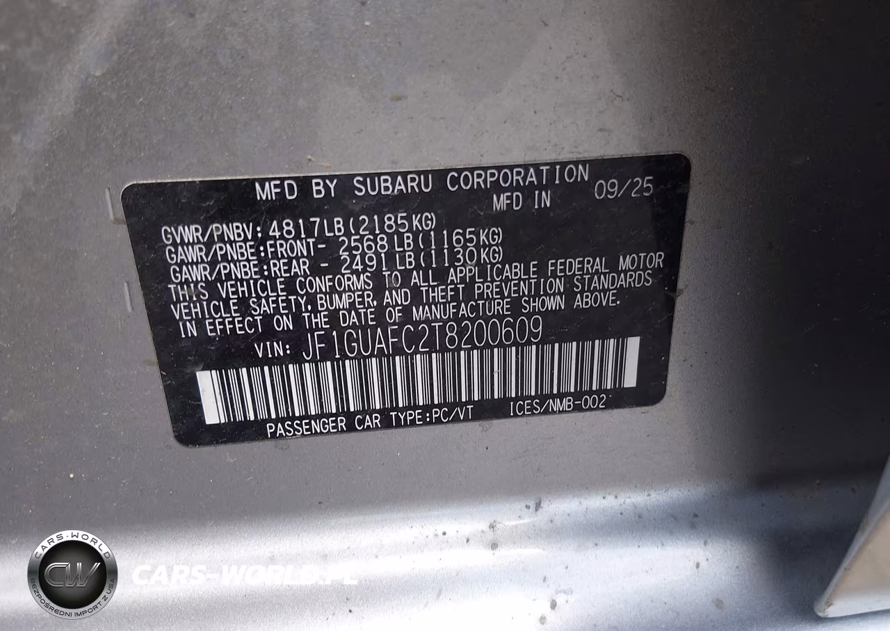 2026 Subaru Impreza Sport VIN:JF1GUAFC2T8200609 - 9