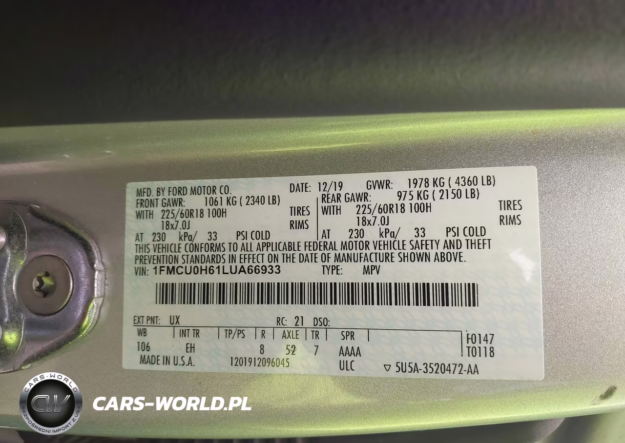 2020 Ford Escape Sel VIN:1FMCU0H61LUA66933 - 9