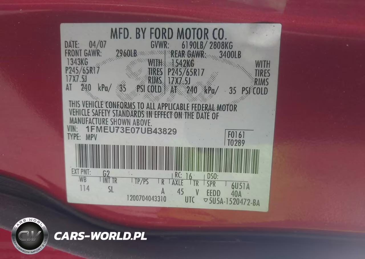 2007 Ford Explorer Xlt VIN:1FMEU73E07UB43829 - 9
