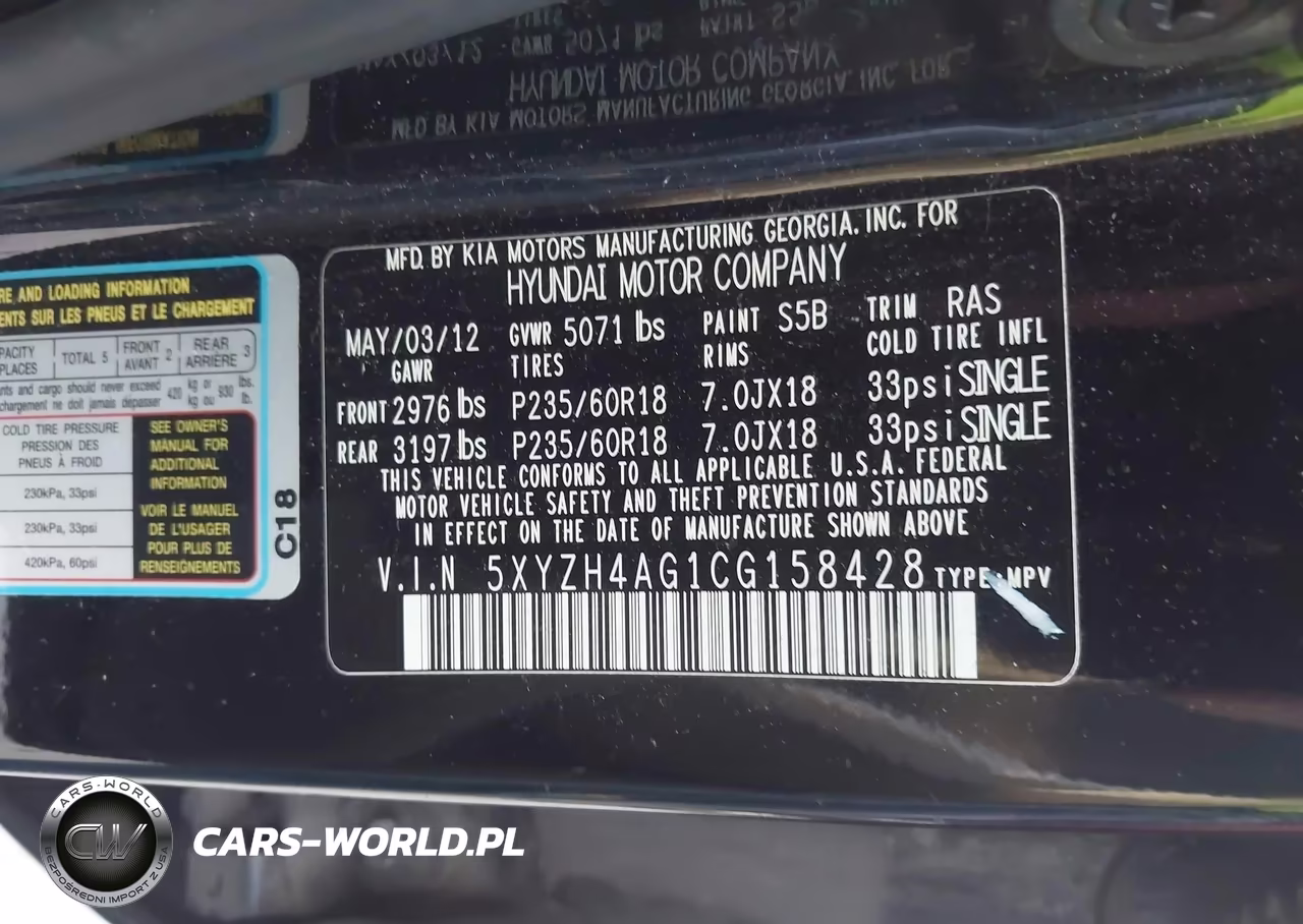 2012 Hyundai Santa Fe Se VIN:5XYZH4AG1CG158428 - 9