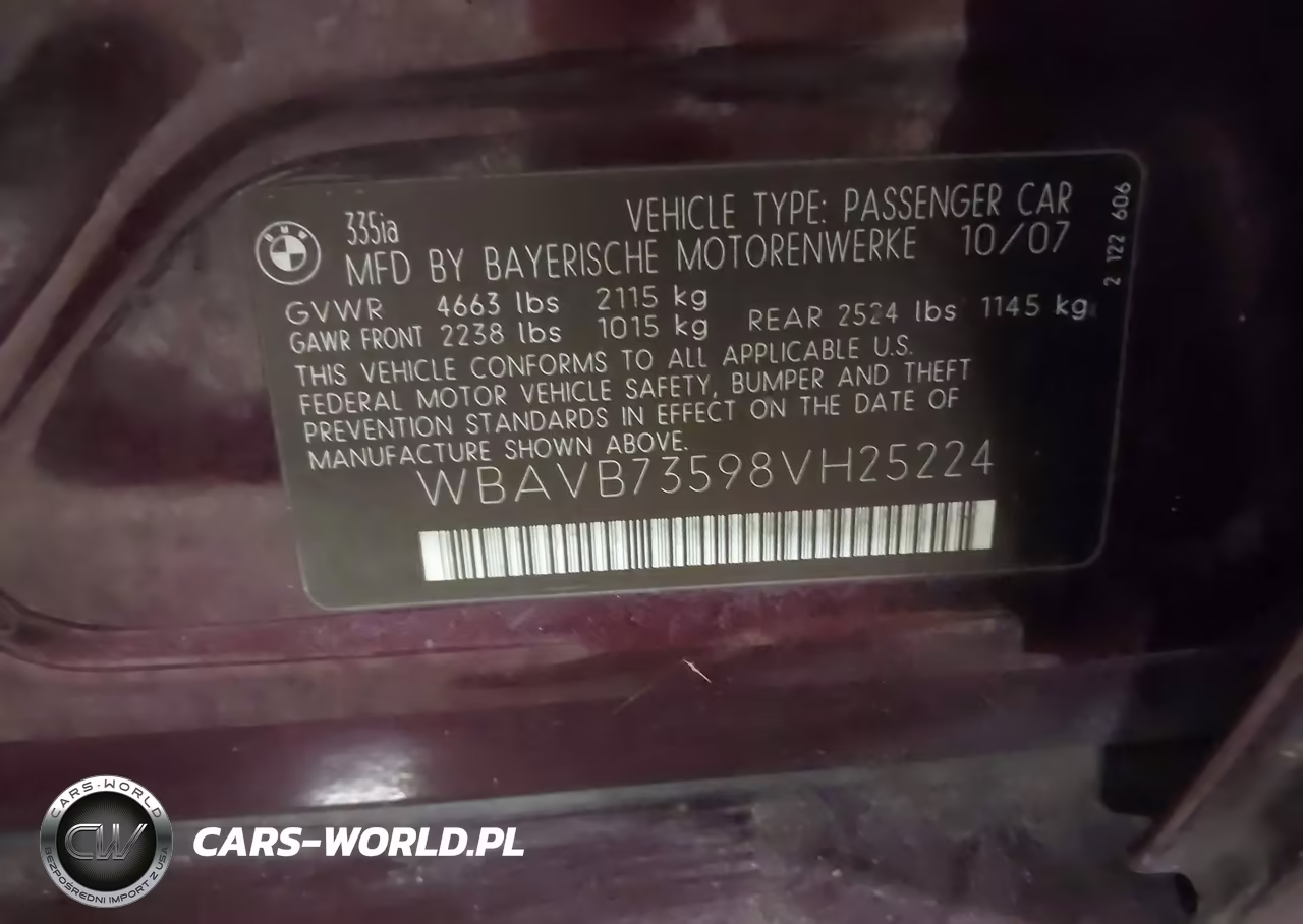 2008 BMW 335I VIN:WBAVB73598VH25224 - 9